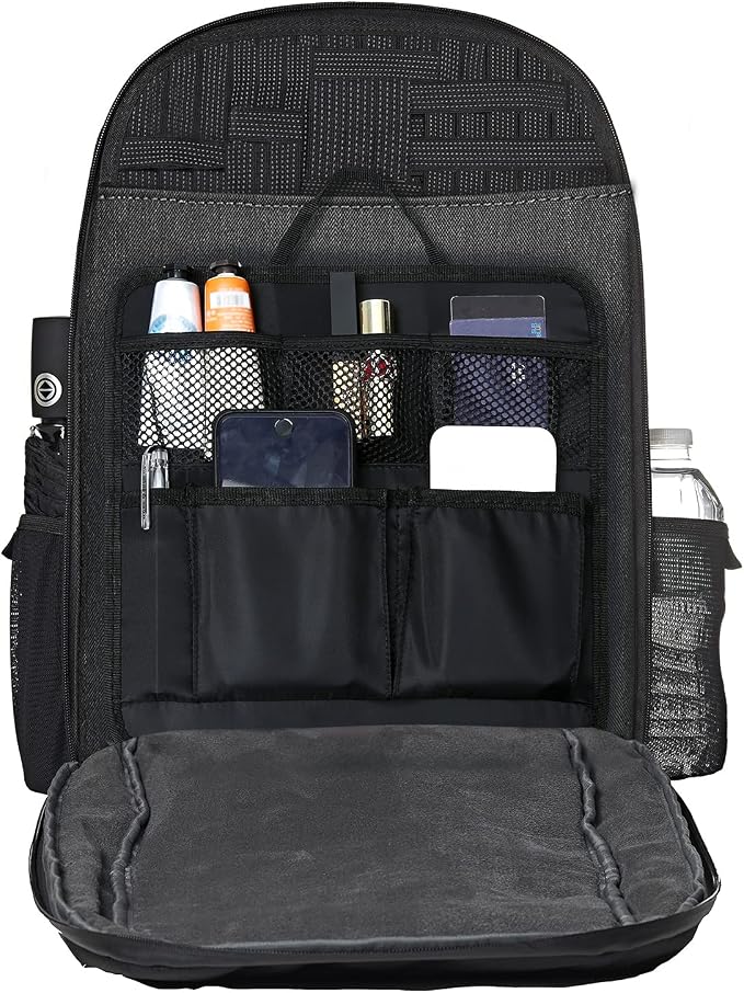 Surblue Backpack Organizer Insert Liner Hanging Travel Rucksack and Handbag Insert Pocket, High-capacity Divider Foldable Nylon Shoulder Bag Organizer for Men and Women,Black-L