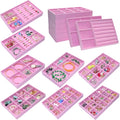 Stackable Jewelry Organizer Trays 8 Set, X-Large Jewelry Display Case Storage for Earring Necklace Rings Bracelet Watch with Removable Dividers