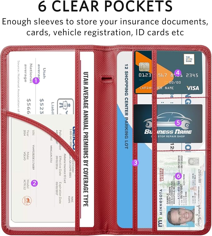 CoBak Car Registration and Insurance Holder | Vehicle Glove Box Organizer, Auto Truck Compartment Document Case with Magnetic Closure for Insurance & Driver License