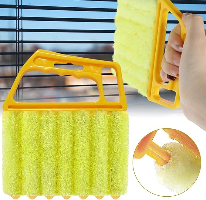 AOCEAN 2 Pcs Blind Cleaner Duster Tool, 7-Finger Dusting Cleaner Tool for Window & Air Vent, Washable Handheld Microfiber Duster Brush for Blinds Dust Dirt
