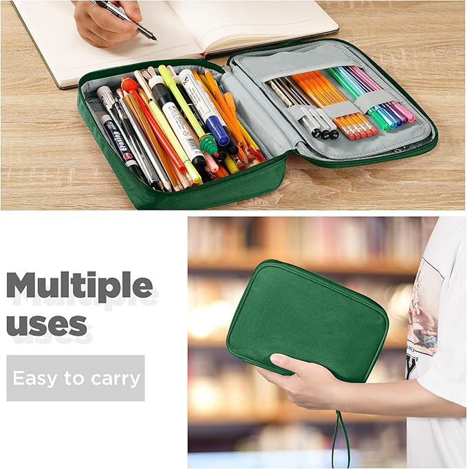 Zannaki Big Capacity Storage Pouch Marker Pen Pencil Case Simple Stationery Bag Box Art Tool & Sketch Storage Boxes for Bullet Journal Middle High School Office College Student Girl Women Adult Teen