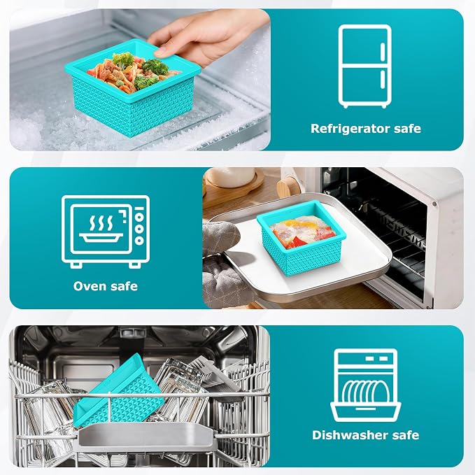 6 Pack-Silicone Freezer Tray with Lid-Stackable Soup Freezer Container Molds,2-Cup Ice Cube Trays for Perfect Portion Control,Food Storage & Meal Prep,Oven & Dishwasher Safe