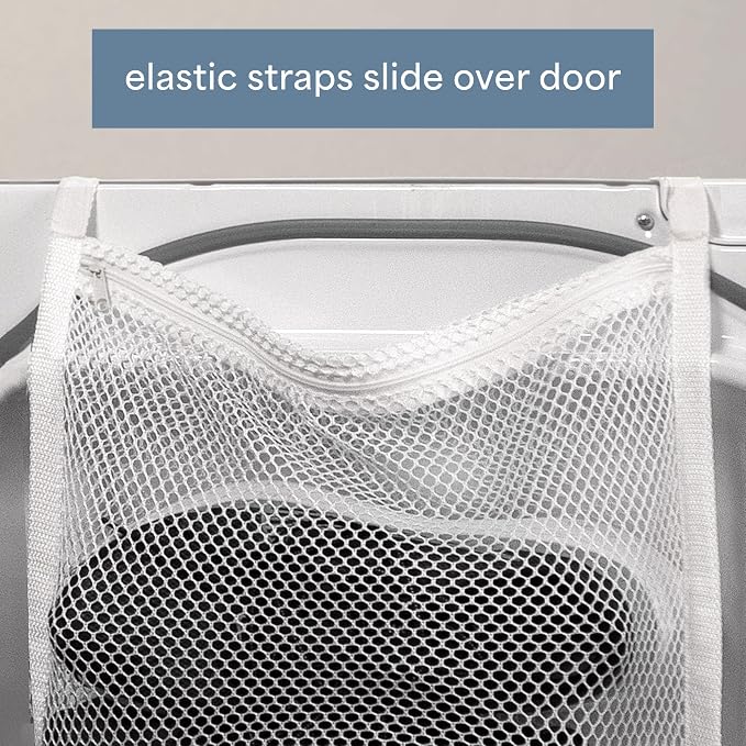 S&T INC. Sneaker Dryer Bag, 15.5" x 15.5", White | Dryer Door Shoe Net, Elastic Straps, Sneaker Laundry Bag for Shoes