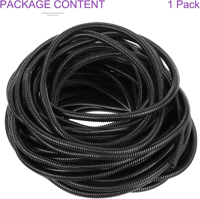 DMiotech 100ft Wire Loom Split Tubing 3/8 Inch(10.4 Mm) ID, Cord Protectors from Pet Flexible Conduit Cable Management for Office, Home, Garden, Black