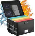 File Box with Lock, Fireproof Document File Organizer Box with Zipper & Adjustable Handle, Collapsible File Storage Box Home Office Safe Filing Cabinet for Hanging Letter/Legal Folder
