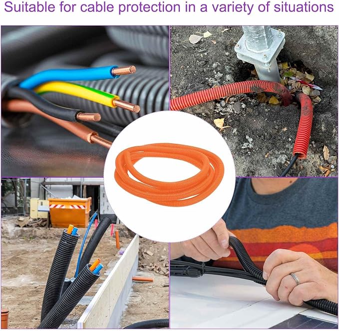 DMiotech 20ft Wire Loom Split Tubing 1 Inch(25.4mm) ID, Cord Protectors from Pet Flexible Conduit Cable Management for Office Home Garden, Orange