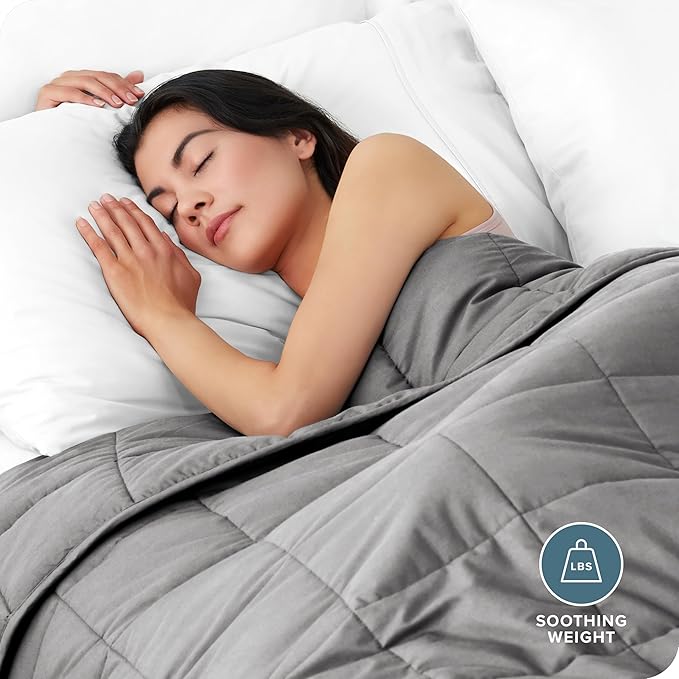 Bare Home Weighted Blanket for Adults 30lb (87" x 80") - All-Natural 100% Cotton - Premium Heavy Blanket Nontoxic Glass Beads (Light Grey, 87"x80")