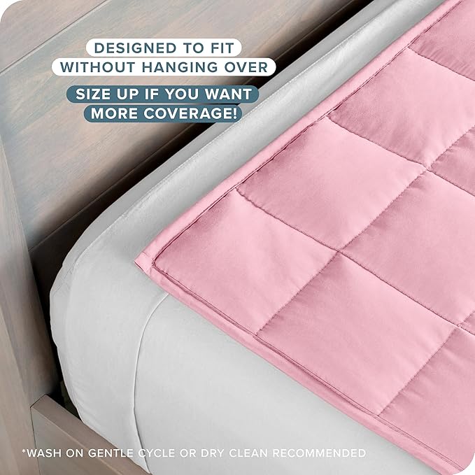 Bare Home Weighted Blanket Twin or Full Size 7lb (40" x 60") - All-Natural 100% Cotton - Premium Heavy Blanket Nontoxic Glass Beads (Cotton Light Pink, 40"x 60")