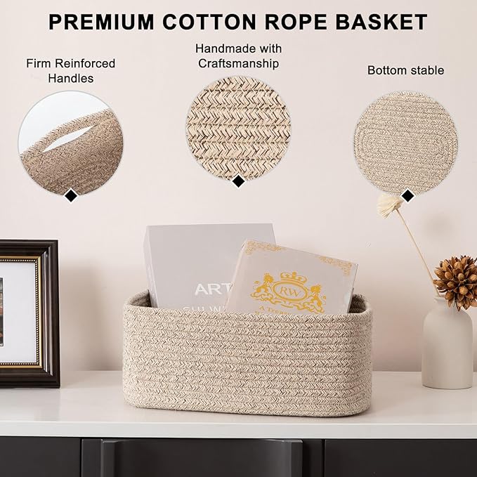 OIASKET 6 Pack Storage Baskets for Shelves, Small Baskets for Shelves, Cute Decorative Storage Bins, Organizer Basket for Gifts Empty, 11.8''Lx7.8''Wx4.7''H-Brown