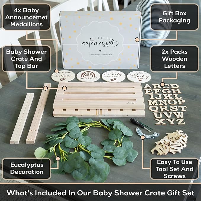 Wooden Baby Shower Crate Closet, Personalized Baby Shower Basket, Natural