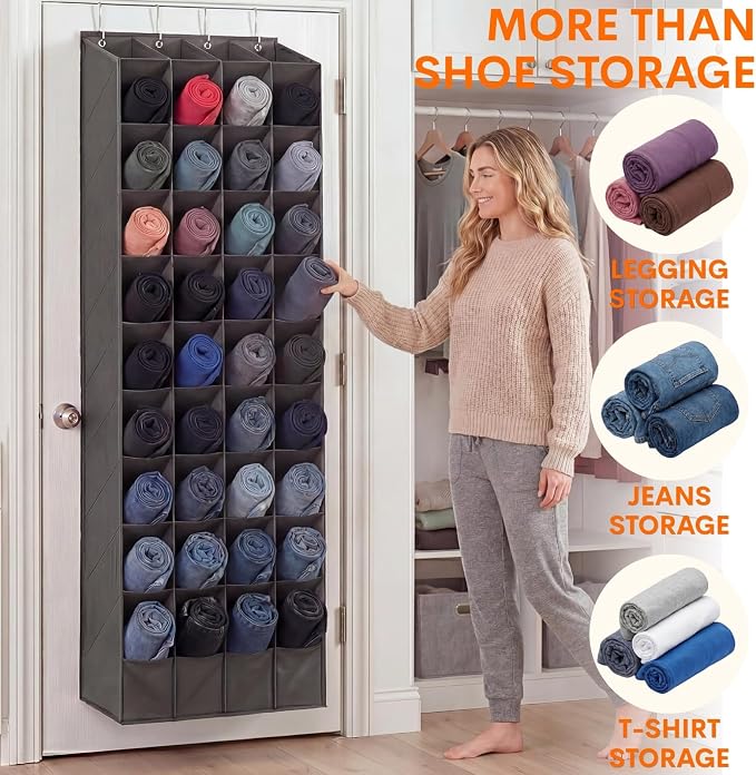 Ofiray-home Over the Door Shoe Organizer, 30-40 Pairs | Large & Deep Pockets, Fits Boots, Sneakers or Larger Shoes, Space-Saving, For Bedroom, Small Closet, Entryway