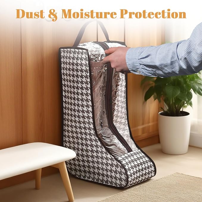 2 Pack Boot Bags for Cowboy Boots Storage Organizer Tall Style, Portable Travel Shoe Bags Protector Box Organizer with Handle for Cowboy Shoes, Dustproof for Packing Travel and Daily Use