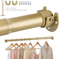 Adjustable Closet Rod for Hanging Clothes, 17-69inch Heavy Duty Metal tension clothes rod，1.3Inches Closet Pole with Hardware Kit for Closet Organization Laundry Room RV, Gold