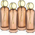 4 Pcs 4oz Luxury Glass Bottles with Pump Glass Toner Bottle with Gold Chain Perfume Spray Bottle Travel Lotion Vial with 2 Plastic Pump Head 2 Spray Head for Cosmetic Toner(Brown)