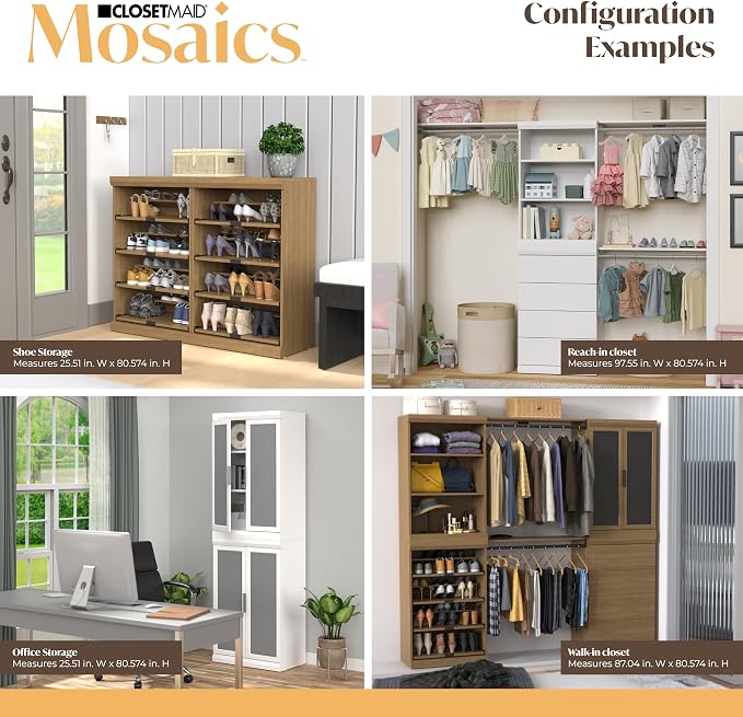 ClosetMaid Mosaics Shelf Unit, 3-Shelf Organizer, 40.29" H x 25.51" W x 16.05" D, White