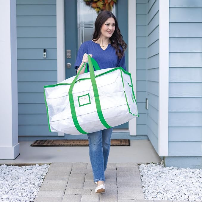 Storage and Moving Bags - Heavy Duty, Dust Protection and Water Resistant, Durable Zipper Closure and Sturdy Handles Best Moving Boxes Alternative (Green, 6 Pack)