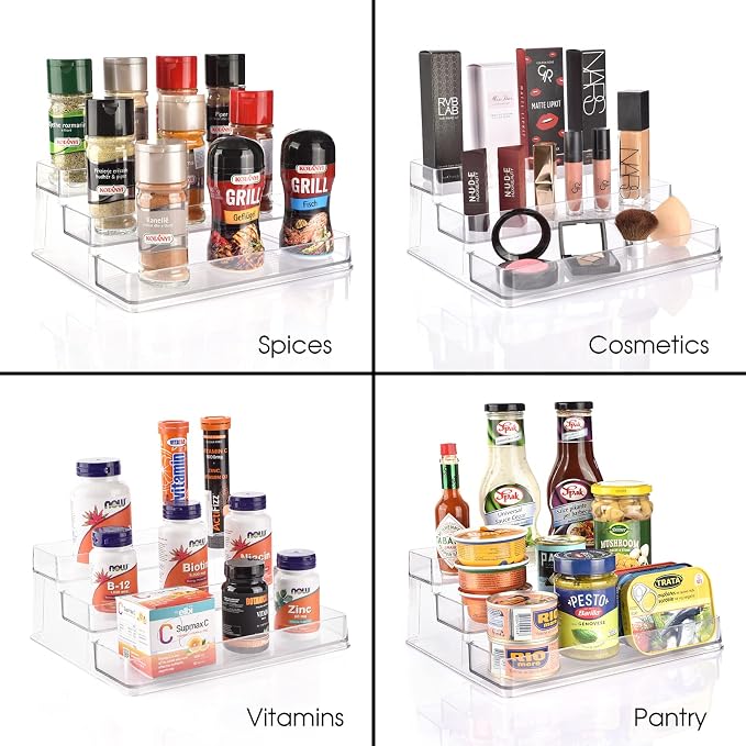 Sorbus 3-Tier Pantry Spice Organizer, 2 Pack | Seasoning Organizer for Cabinet, Spice Rack, Condiment Organizer, For Pantry & Refrigerator