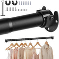 Adjustable Closet Rod for Hanging Clothes, 17-99inch Heavy Duty Metal tension clothes rod，1.3Inches Closet Pole with Hardware Kit for Closet Organization Laundry Room RV, Black