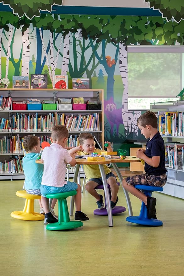KORE Design Wobble Stool Chair, Girls + Boys Kid Desk Stools, Ergonomic Small Office Chairs, Flexible Seating for Active Kids, ADD/ADHD, Classroom, School, Home, Preschool (12in), Age 4-5 yrs, Green