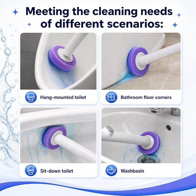 Disposable Toilet Brush, Toilet Cleaner, Toilet Brush for deep Cleaning of Toilets, Toilet Brush and Brush Holder Set for maintaining Bathroom Hygiene. (No Wands + 54 Refills)