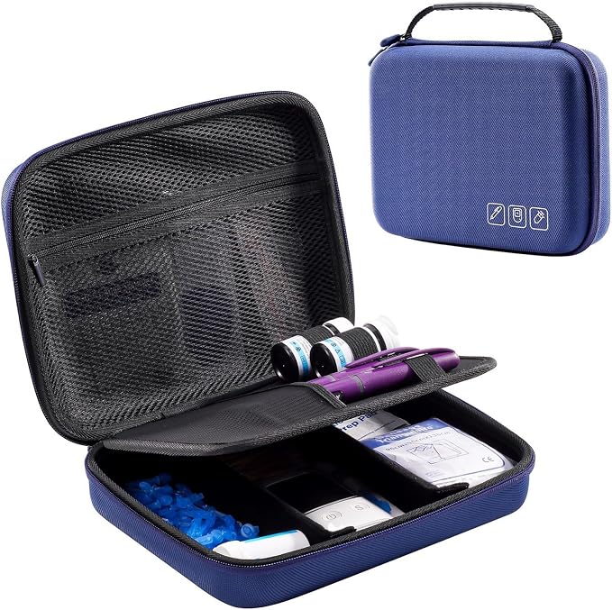 ProCase Diabetes Travel Case for Diabetic Supplies -Navy | Hard Storage Bag for Glucose Meter, Insulin Pen, Test Strips, Syringes, Needles & More; Organizer for Diabetic Care Kits