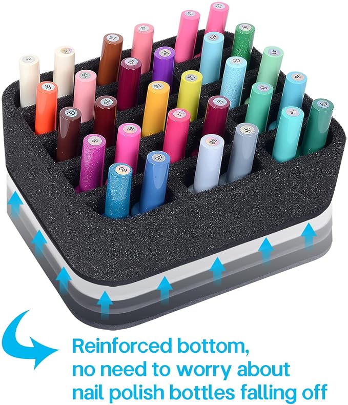Nail Polish Organizer Holder Foam Pad DIY with 15 Slots for Storage Nail Polish or Essential Oil Tray for Drawers Black