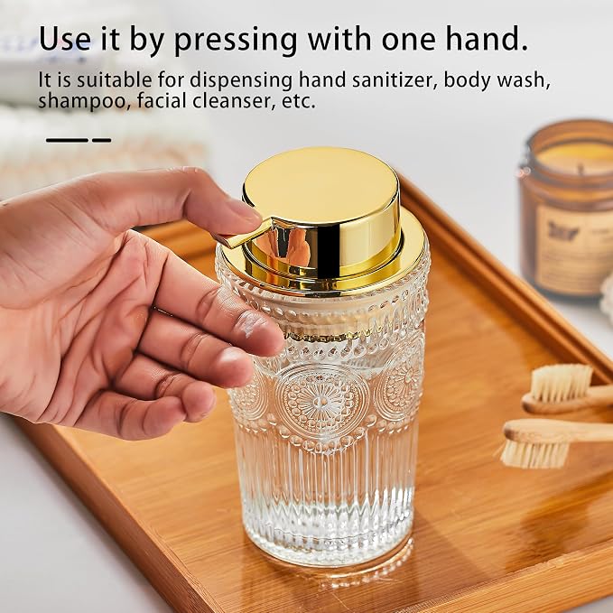 Foaming Hand Soap Dispenser,Glass Foam Soap Dispenser,Refillable Liquid Soap Dispenser,Lotion Dispenser(A4-7-US)