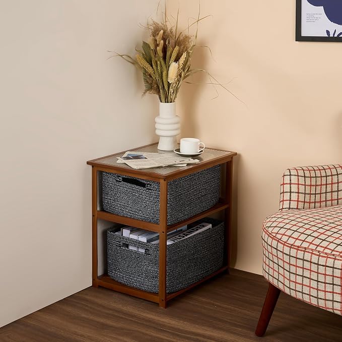 MiniArk Large Storage Baskets for Organizing, 17 x 13 x 7.5” Closet Shelf Baskets for Clothes Blanket Towels, Baby Nursery, Toy Bins Box, Woven Rope Baskets, 4 Packs Dark Gray