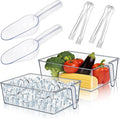 Clear Ice Bucket for Freezer, Ice Cube Storage Bin with Flexible Handle, and Ice Holder for Freezer, Scoop & Tongs Set, Fridge Container, Home Bar Organization