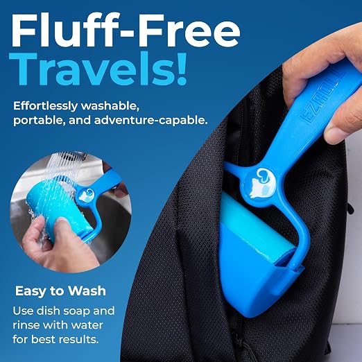 PetLovers EzRoll Reusable Lint Roller - Sticky for Life & Multi-Purpose Pet Hair, Dust, & Lint Remover for Clothing, Upholstery, & Cars - Sustainable, Washable & Efficient