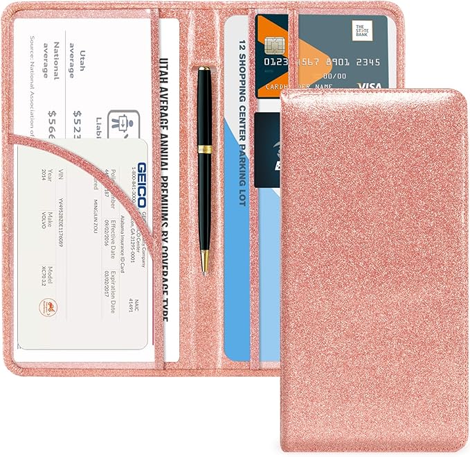 CoBak Car Registration and Insurance Holder | Vehicle Glove Box Organizer, Auto Truck Compartment Document Case with Magnetic Closure for Insurance & Driver License