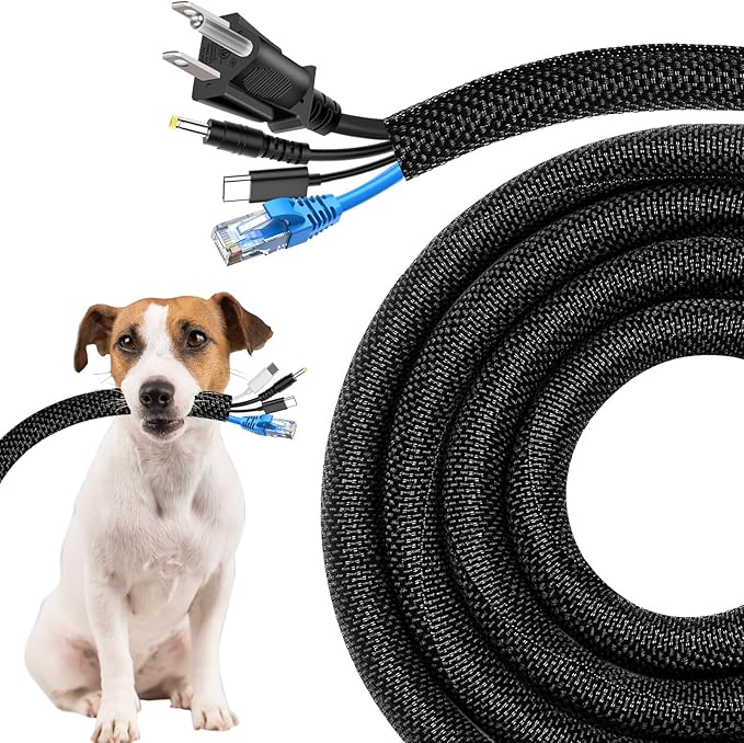 Secbolt Cord Protectors from Pets No Chew, 10ft - 1/2 inch Ultra Durable Cord Covers for Pets, Bite-Resistant Cable and Wire Protector for Cats, Dogs, Rabbits - Black