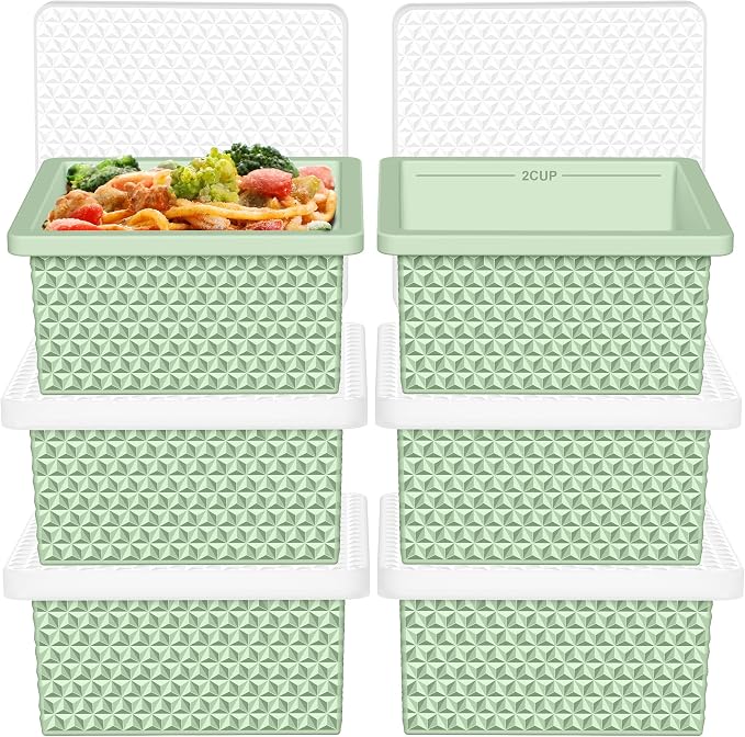 6 Pack-Silicone Freezer Tray with Lid-Stackable Soup Freezer Container Molds,2-Cup Ice Cube Trays for Perfect Portion Control,Food Storage & Meal Prep,Oven & Dishwasher Safe