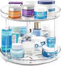 2 Tier Lazy Susan Organizer 10.6 Inch | Clear Makeup Skincare Organizer for Vanity, Bathroom Countertop Organizer, Spice Rack Organizer