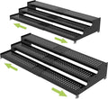 Jojocross Metal Spice Rack Organizer for Cabinet, 3 Tier Expandable Spice Storage shelf, Great for Kitchen Cabinets, Cupboard,Pantry and Countertop More,Metal plate with hole(2PACKS/BLACK)