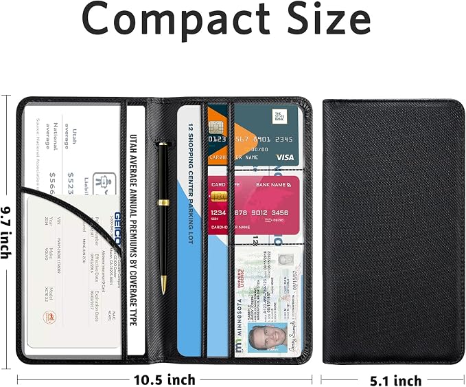 CoBak Car Registration and Insurance Holder | Vehicle Glove Box Organizer, Auto Truck Compartment Document Case with Magnetic Closure for Insurance & Driver License