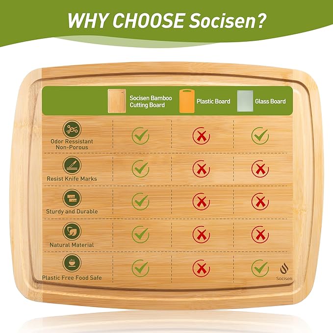 Bamboo Cutting Board Set Non Slip Feet Over Sink Tablas Para Picar Cocina Tabua Madeira Corte Carne Bambu Alimentos Cortar Madera Juego Regalos Cumpleaños Navidad Mujer Mama Abuela Hombre Papa