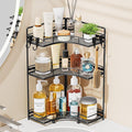 VITVITI 3 Tier Corner Bathroom Counter Organizer, Bathroom Countertop Organizer Storage for Sink, Metal Mesh Makeup Organizer for Vanity Countertop Kitchen with Hooks, Black