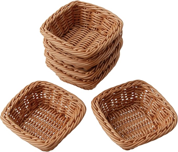 Constructive Playthings Set of Six 5" Square Plastic Woven Baskets for Storage or Sorting