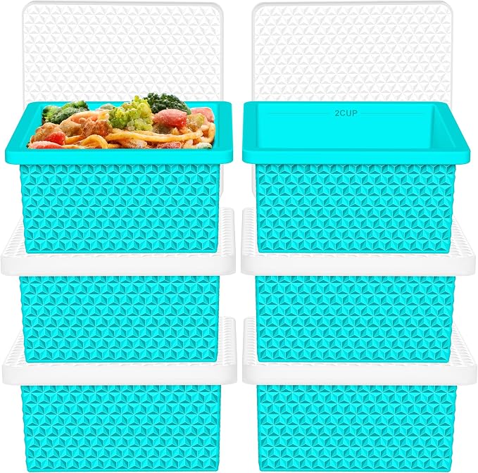 6 Pack-Silicone Freezer Tray with Lid-Stackable Soup Freezer Container Molds,2-Cup Ice Cube Trays for Perfect Portion Control,Food Storage & Meal Prep,Oven & Dishwasher Safe