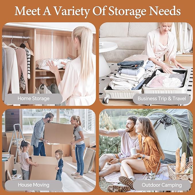 Vacbird Vacuum Seal Bags for Clothing, 20 Pack Vacuum Storage Bags with Rechargeable Cordless Air Pump(5J+5L+5M+5S), Space Saver Bags for Clothes Blanket Duvets Pillows Comforters Travel