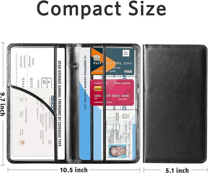 CoBak Car Registration and Insurance Holder | Vehicle Glove Box Organizer, Auto Truck Compartment Document Case with Magnetic Closure for Insurance & Driver License