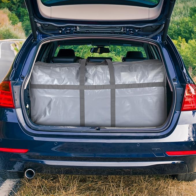 4 Pcs 66 Gallon Extra Large Moving Bags Heavy Duty Storage Bag with Strong Zipper Handle Foldable XXL Jumbo Storage Tote Packing Moving Box for College Dorm Travel Cloth Duffle (Silver)