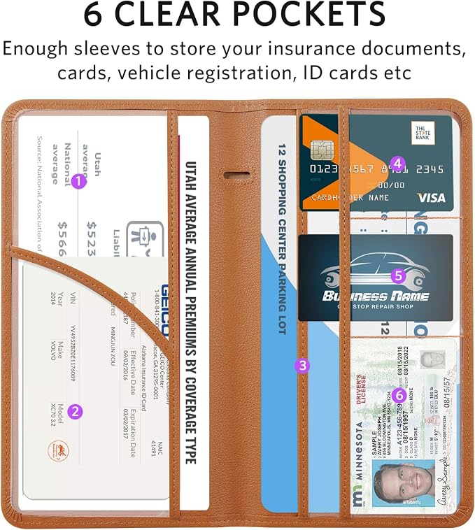 CoBak Car Registration and Insurance Holder | Vehicle Glove Box Organizer, Auto Truck Compartment Document Case with Magnetic Closure for Insurance & Driver License