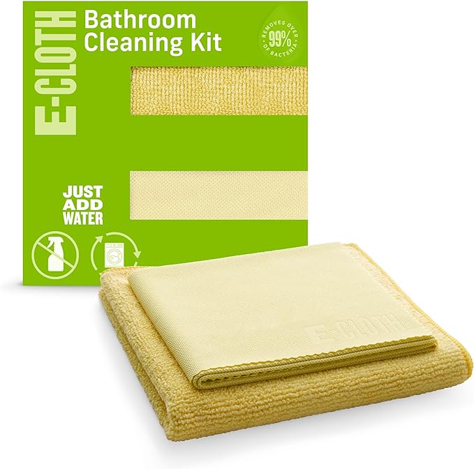 E-Cloth Bathroom Cleaning Kit, Premium Microfiber Cleaning Cloth, Ideal Bathroom, Shower and Bathtub Cleaner, Washable and Reusable, 100 Wash Guarantee