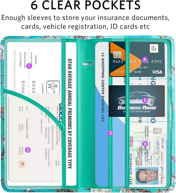 CoBak Car Registration and Insurance Holder | Vehicle Glove Box Organizer, Auto Truck Compartment Document Case with Magnetic Closure for Insurance & Driver License