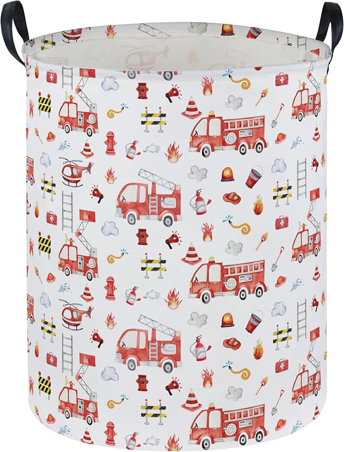 Fire engine Laundry Hamper,Kids Storage Basket with Handles,Collapsible Fabric Storage Container,Nursery Hamper,Kids Laundry Basket,Toy,Home Organizer,Gift Baskets(Fire engine)