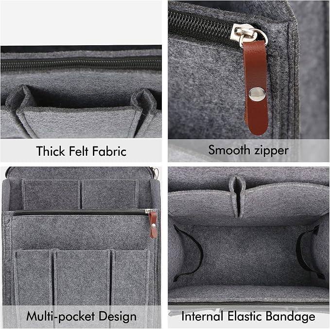 Surblue Felt Backpack Organizer Insert for Travel Rucksack and Daypack, Bag Insert Liner Pocket with Zipper, Large Capacity Divider Foldable Shoulder Bag Organizer for Men and Women, (Grey, XL)