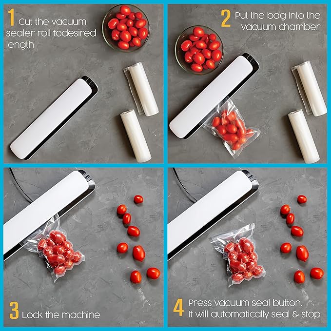 Houseables Vacuum Sealer Bags, Vacuum Sealer Rolls, Food Saver Bags Rolls, 8 Inch, Vac Seal, Sous Vide, Food Storage, Freezer, Sealing, Machine, Cooking, Air Sealable, BPA Free, Heavy Duty, 8x50, 2PK