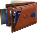 Wallet for Men, Slim Pop Up Card Holder with RFID Blocking, Minimalist Bifold Wallet with 9 Card Slots, ID Window and Cash Pocket, Metal Flip Case with Magnetic Closure, Gift Box